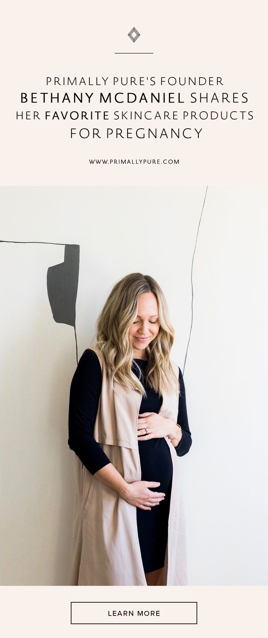 Primally Pure Founder Bethany McDaniel is expecting baby girl #2 and is sharing the pregnancy skincare products she swears by in this post. | Primally Pure Skincare