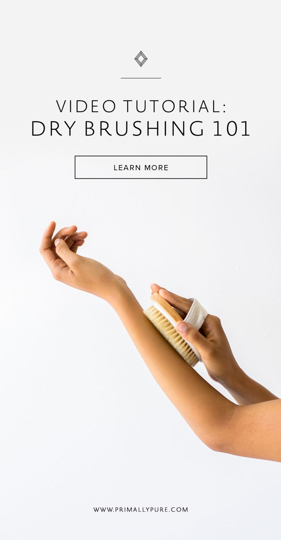The benefits of dry brushing are proven to boost beauty + wellness, so our Holistic Esthetician shows you exactly how to do it in this video. Watch it here! | Primally Pure Skincare